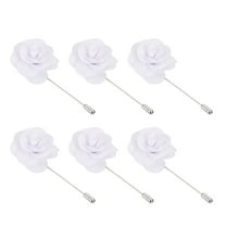 Uxcell Flower Boutonnieres Pin, Handmade Camellia Lapel Pin, White 6 Pcs