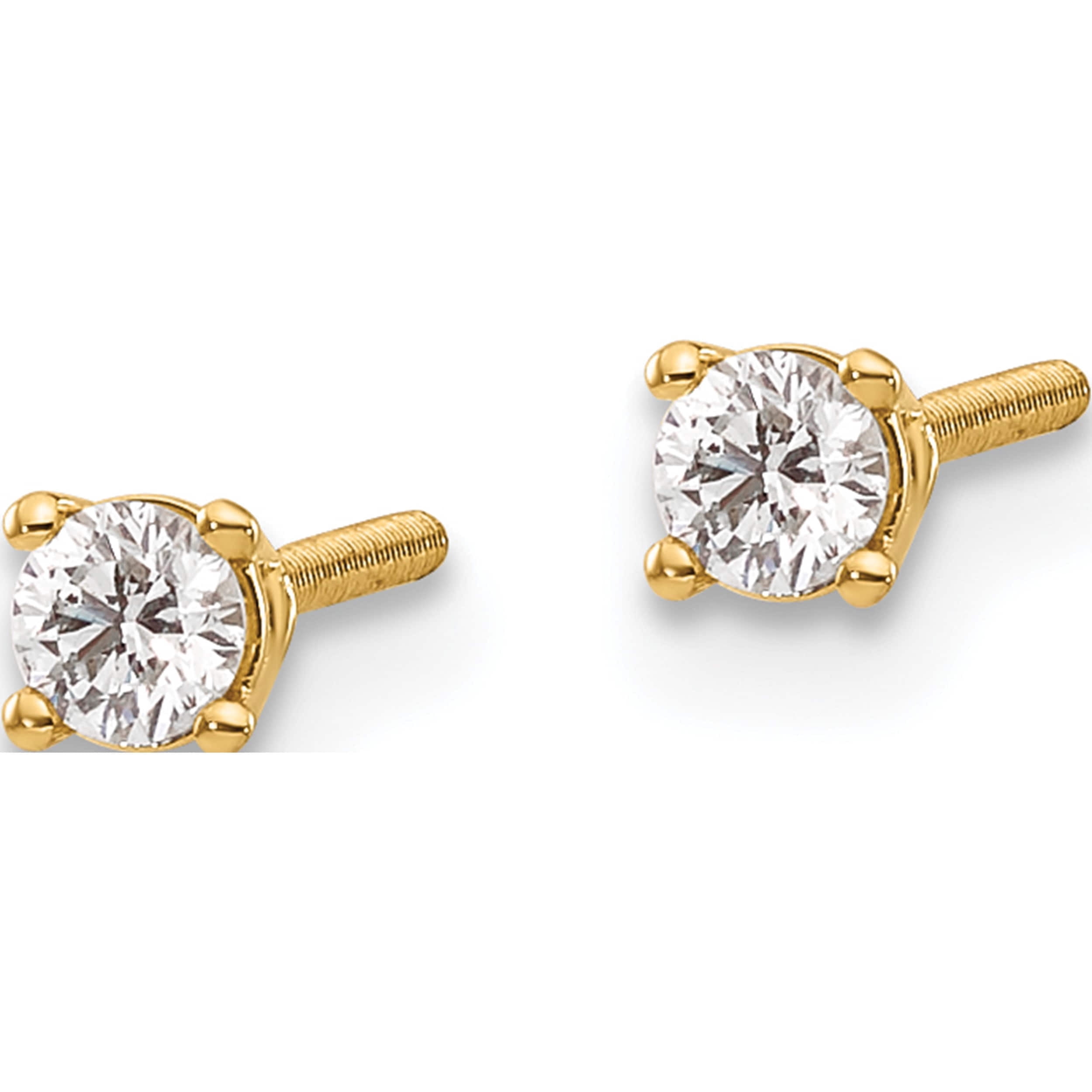 14K Yellow Gold 14Ky .15Ct. Si3 G-I Diamond Stud Thread On/Off Post Earrings (2.7 X 2.7) Made In United States st3-15