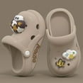 thumbnail image 4 of LIIPEE Girls Boys Slippers Summer Fashion Cartoon Closed Toe Non- Soft Sole On Water Shoes Kids Trendy Beach Slipper,Khaki,5-5.5 Years, 4 of 8