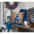 thumbnail image 4 of Russian Blue Cat in Fall Leaves Throw Pillow Machine Washable, Indoor Outdoor Decorative Pillow for Couch, Bed or Patio, 18Hx18W, 4 of 5