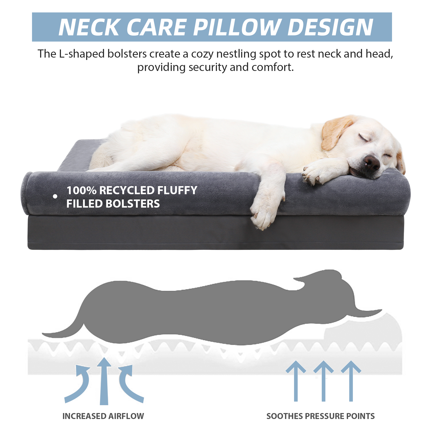 KSIIA Orthopedic Pet Couch, Extra Large, 40x32" photo 5