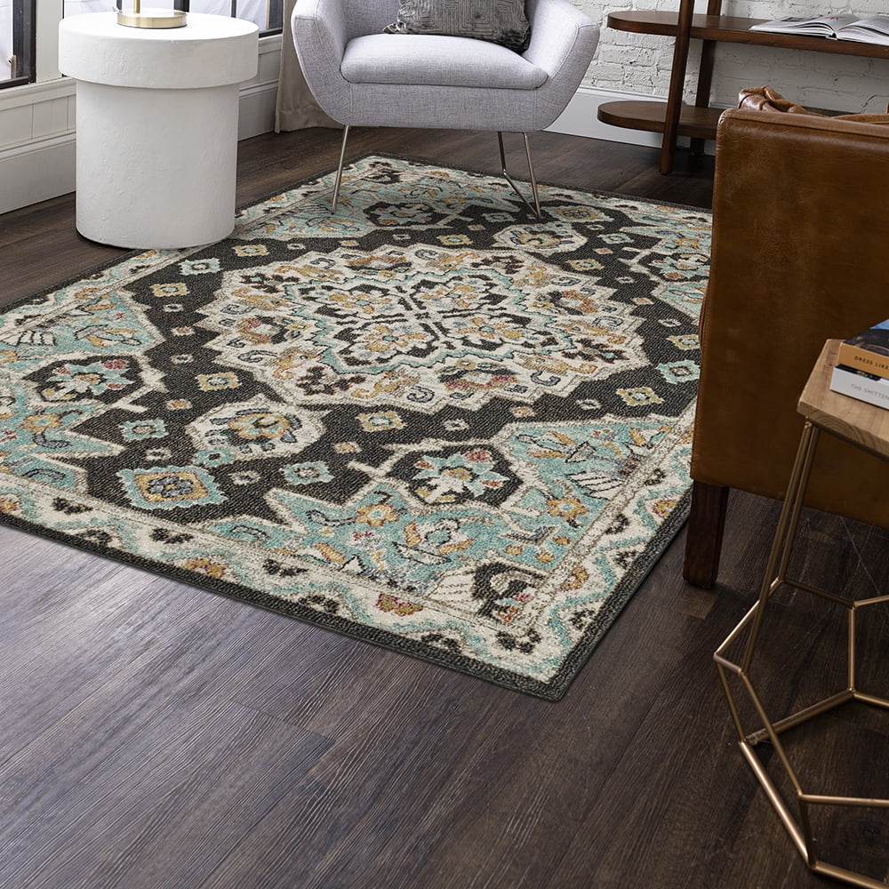 Mohawk Home Huffman Indoor Ornamental Area Rug, Black, 6' x 9'