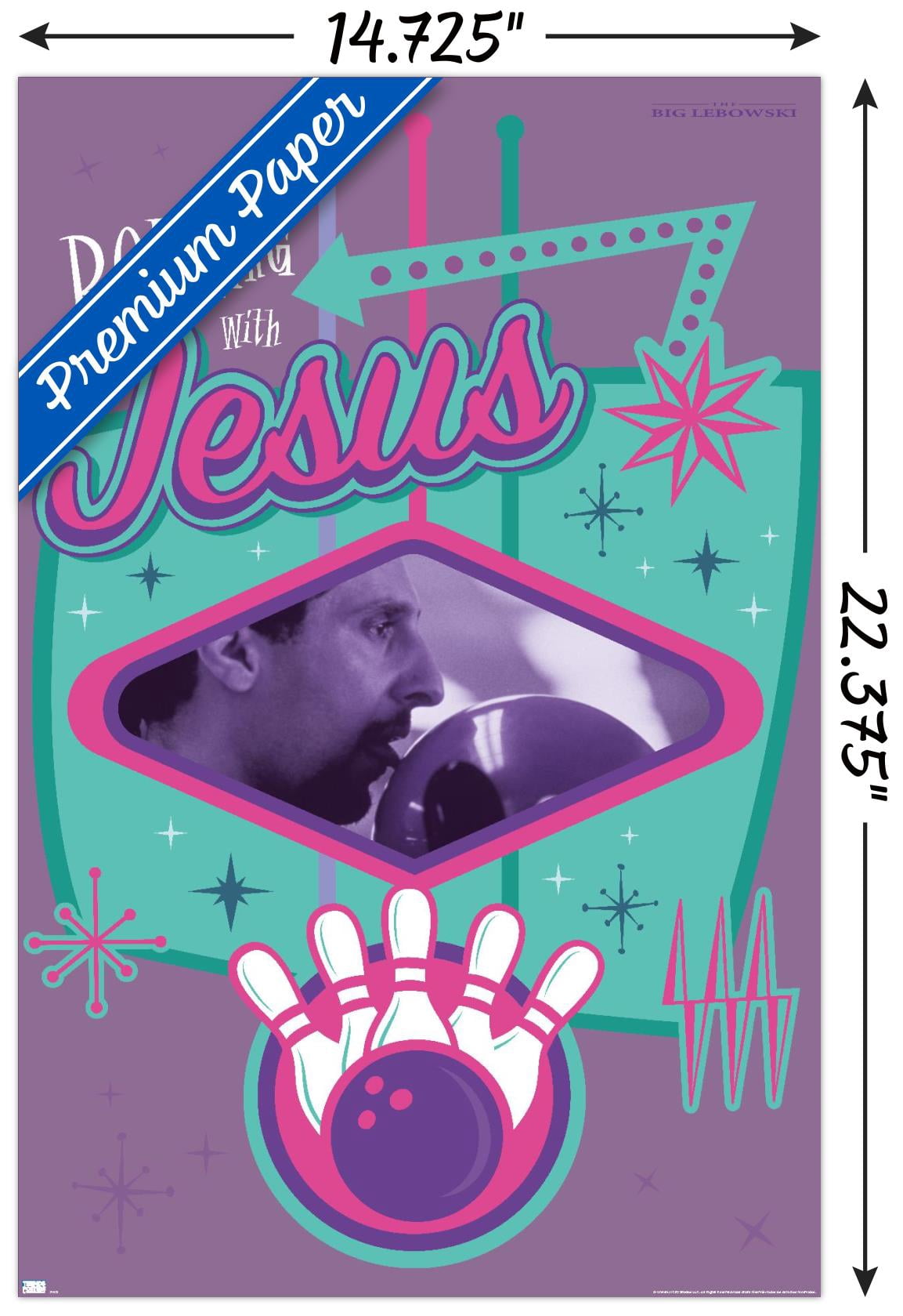 The Big Lebowski - Bowling with Jesus Wall Poster, 14.725" x 22.375"