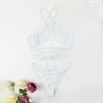 thumbnail image 4 of UTSJKR Women's Summer Bikini Set Ribbed Criss Cross Halter Bikini Swimsuit Fashion Beach Bathing Swimsuit White L, 4 of 5