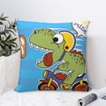 thumbnail image 4 of Wukai Dinosaur Riding a Motorcycle Premium Polyester Fleece Pillow Covers with Hidden Zipper Closure,Luxuriously Soft and Durable-18"x18", 4 of 7