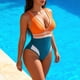 thumbnail image 4 of Trajes de Baño de Corte Alto para Mujeres Diseño de Correa sin Espalda de Color Sólido con Tazas Acolchadas Extraíbles Verano una Pieza, 4 of 6