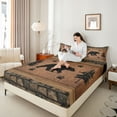 thumbnail image 4 of Feelyou Wildlife Bear Teen Twin Sheet Sets, Brown Rustic Cabin Bedding, 3 Pieces, 4 of 7