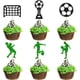 thumbnail image 5 of Cateissary Selecciones de cupcakes de balón de fútbol para decoración de eventos temáticos deportivos Cupcake Toppers Kits de decoración para fiestas Negro Verde, 12 Uds. 4.7 pulgadas, 5 of 6