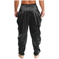 thumbnail image 2 of TTAO Men's Satin Harem Indian Pants Elastic Waist Dhoti Baggy Loose Trousers for Vacation Party Black S, 2 of 4