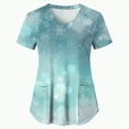 thumbnail image 4 of Towmus Womens Christmas Scrub Tops Cute Print V Neck Short Sleeve Shirts Nurse Uniforms Graphic Blouses with Pockets S-3XL, 4 of 5