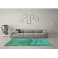 thumbnail image 3 of Ahgly Company Machine Washable Indoor Square Persian Turquoise Blue Traditional Area Rugs, 3' Square, 3 of 4