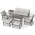 thumbnail image 2 of 7 Piece Aluminum Patio Furniture Set, 3-Seat Outdoor Sofa with Ottomans and Armchairs, Outdoor Sectional Sofa with Side Table and Coffee Table, Garden Conversation Set, 2 of 6