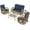 Brown Wicker/Navy Cushions, variant on Meetwarm 5 Stainless Steel All Weather Outdoor Conversation Sets with Coffee Table, Brown/Navy
