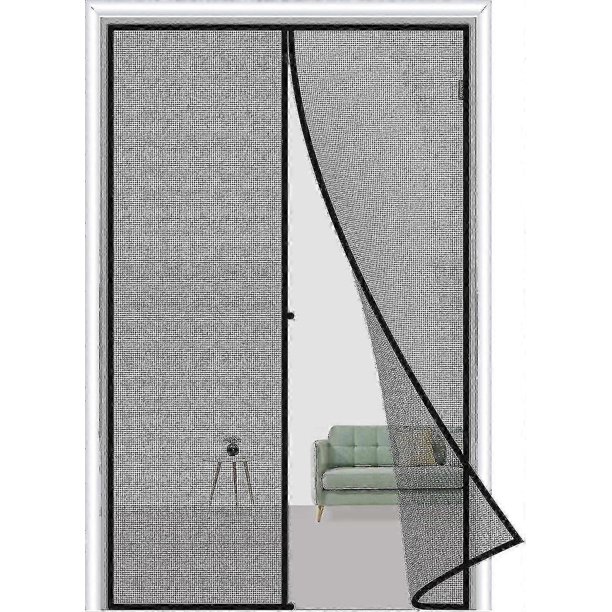 80 X 210 Cm Black Magnetic Door Curtain, Anti-mosquito Insect Repellent Magnetic Door Curtain With Magnets, No Drilling.