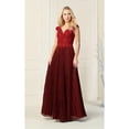 thumbnail image 4 of Women's May Queen Mother Of Bride Pleated Formal Dress & Plus Size Gown MQ1836 Burgundy 22, 4 of 5