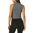 thumbnail image 3 of INSPIRE CHIC Women's Ribbed Blouse Basic Mock Neck Sleeveless Knitted Top S Grey, 3 of 5
