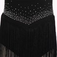 thumbnail image 4 of IBTOM CASTLE Girl Rhinestone Sparkly Fringe Bodysuit Tassel Kids Latin Jazz Dance Outfits Crisscross Back Gymnastics Dance Leotard 8-9 Years Black, 4 of 7