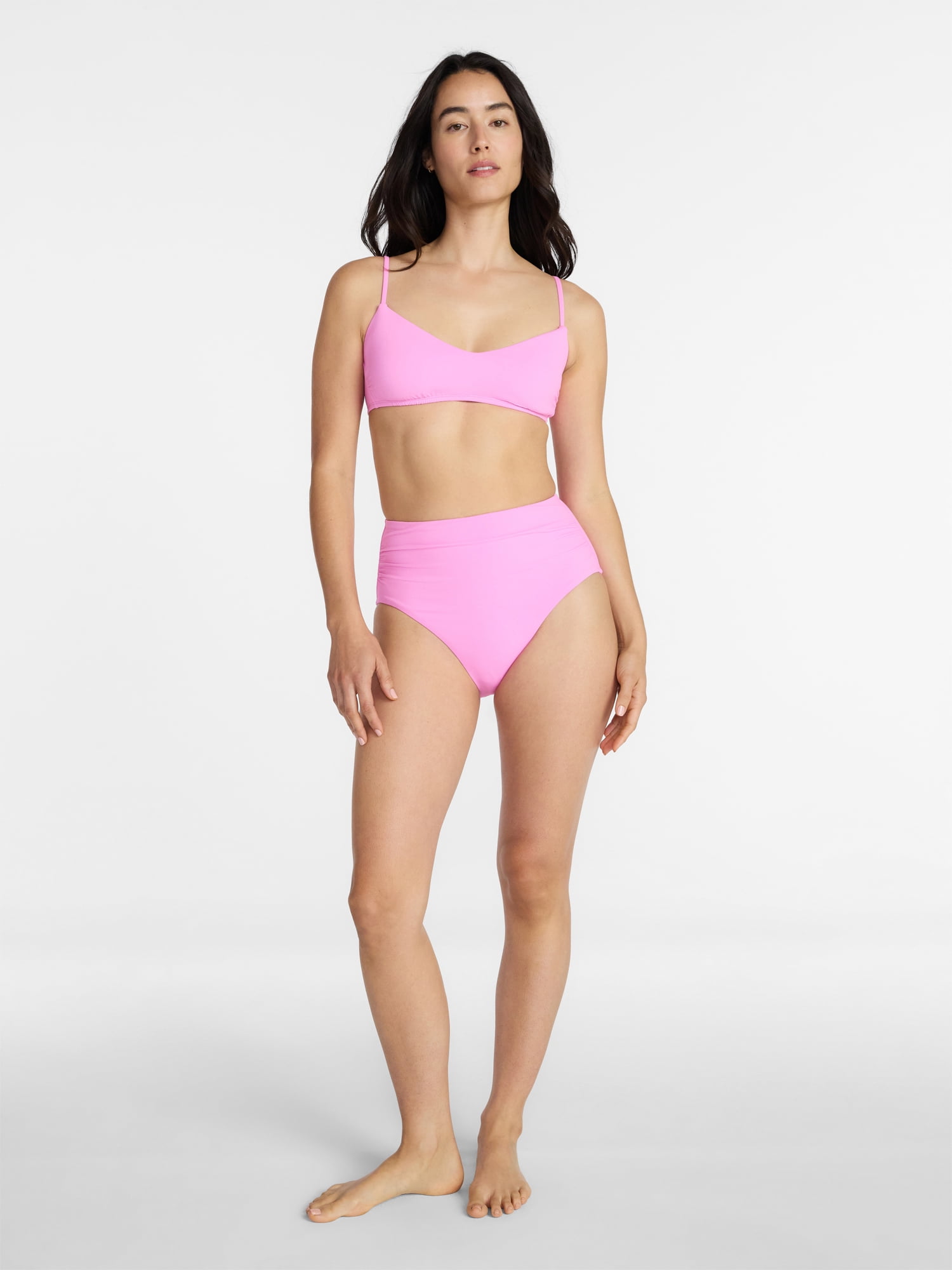 Time and Tru Women's and Women's Plus Ribbed Bralette Bikini Top, Sizes XS-3X