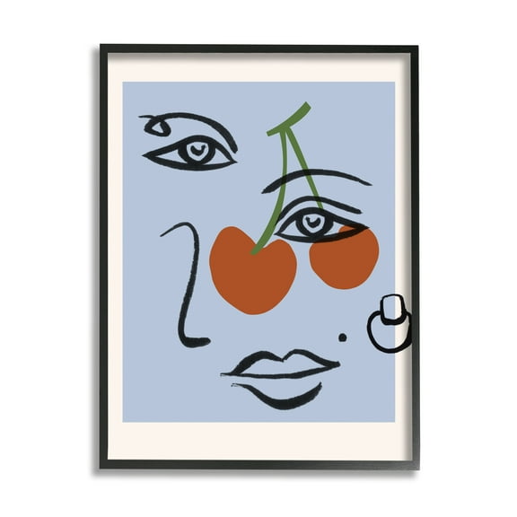 Stupell Industries Abstract Face Bold Cherries Purple Beauty Mark, 16 x 20, Designed by Melissa Wang