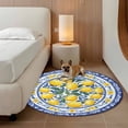 thumbnail image 2 of Round Rugs 3Ft, Summer Lemon Round Area Rug Washable Indoor Throw Carpet, Blue Floral Spring Botanical Vintage Small Non Slip Circle Rug for Bedroom Living Room Home Decor Aesthetic, 2 of 8