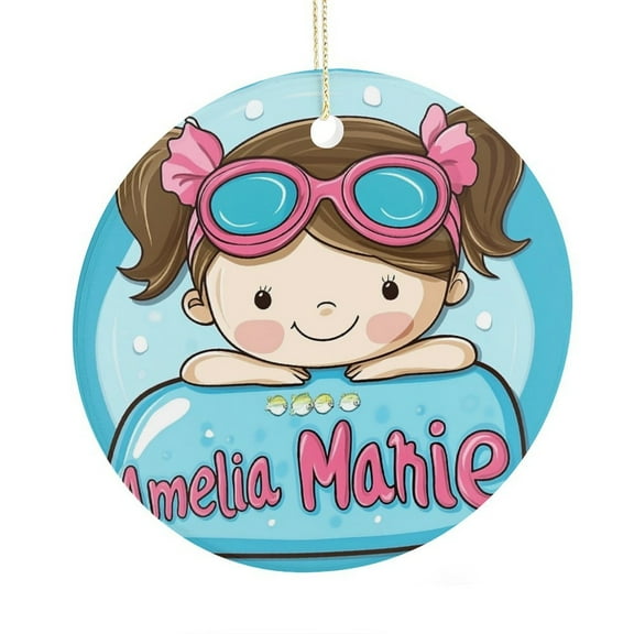 Ceramic Christmas Ornament Swimming Gifts for Swimmer Funny Christmas Ornaments Christmas Ornaments for Christmas Tree Decorations Swim Team Girl Cute Custom Name Christmas Tree Ornament