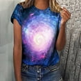 thumbnail image 2 of YI YI Summer Top for Women 2024 Novelty 3D Galaxy Universe Graphic Tees Short Sleeve Shirts Casual Polyester Tshirt XL White, 2 of 6