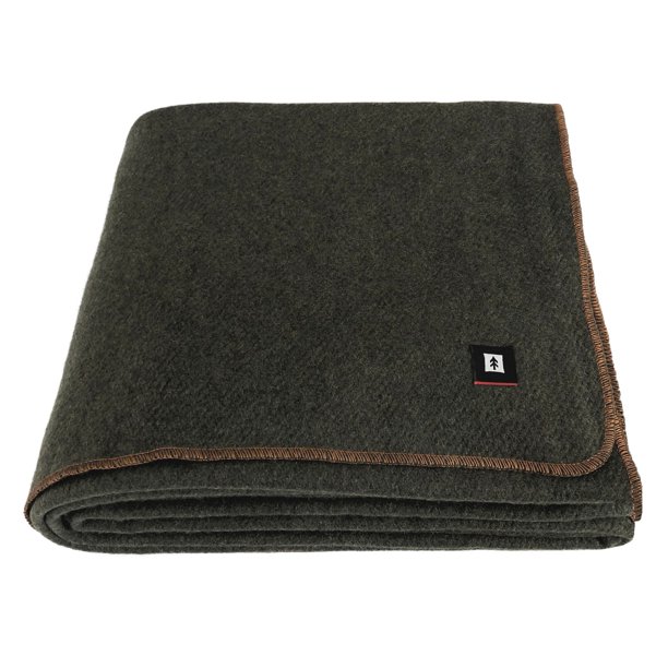 EKTOS 100 Wool Blanket, Washable, 5.0 lbs, 66"x90" (Twin Size) Olive Green