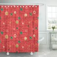 thumbnail image 1 of Cortinas de ducha de baño de lino rojo y verde ABPHQTO 152x180 cm, 1 of 2