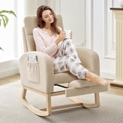 Towallmark Rocking Chair Nursery with Footrest Upholstered Glider Rocker Chairs for Living Room Bedroom,Beige