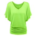 thumbnail image 5 of Plus Size Women's V Neck T Shirt: Batwing Sleeve, Loose Fit, Solid Color, Comfortable, 5 of 5