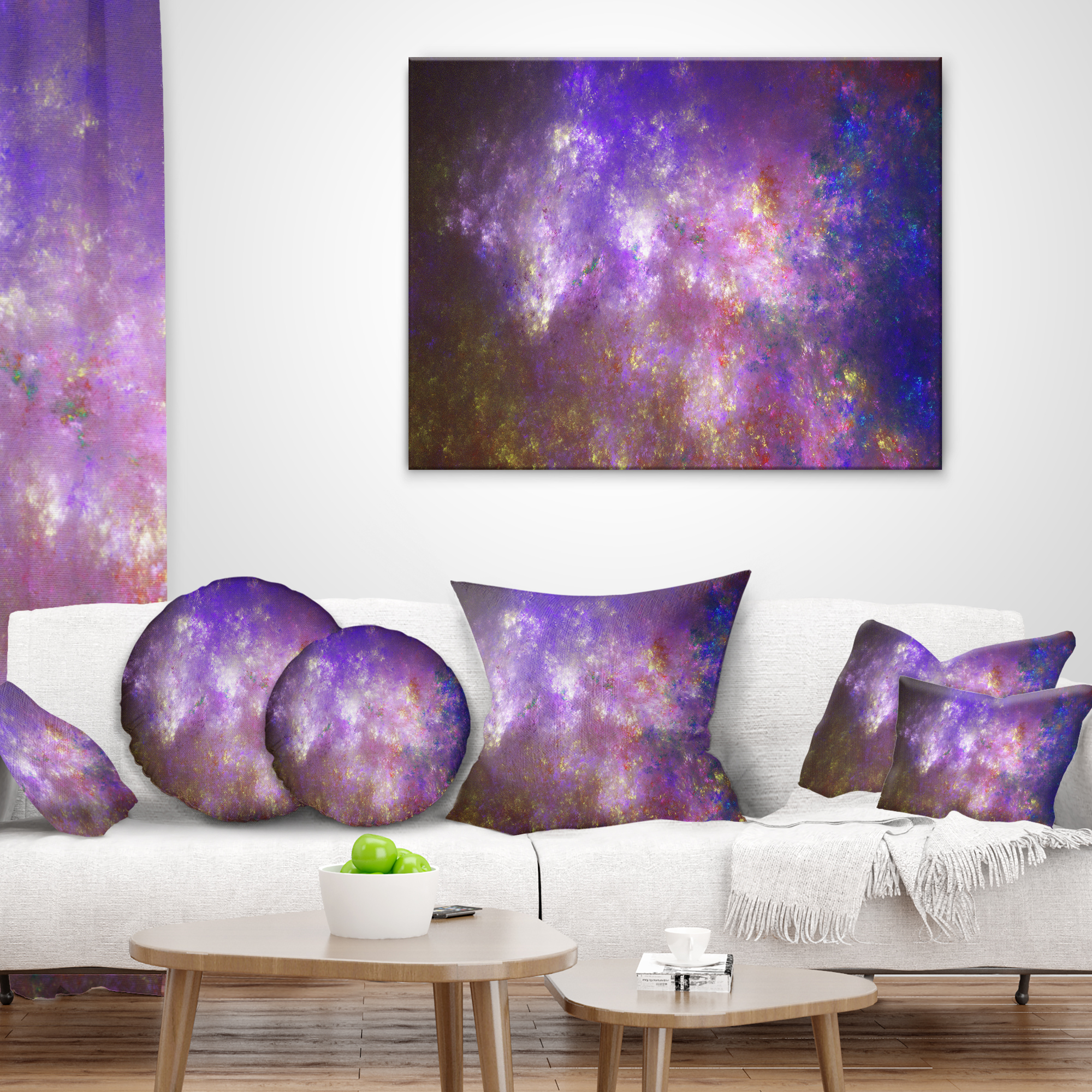 Designart Blur Fractal Sky with Stars - Abstract Throw Pillow - 12x20