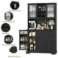 thumbnail image 4 of Homfa 68''H Pantry Cabinet with Wine Rack, 5 Doors Kitchen Storage Hutch with Adjustable Shelves for Dining Room, Black, 4 of 8