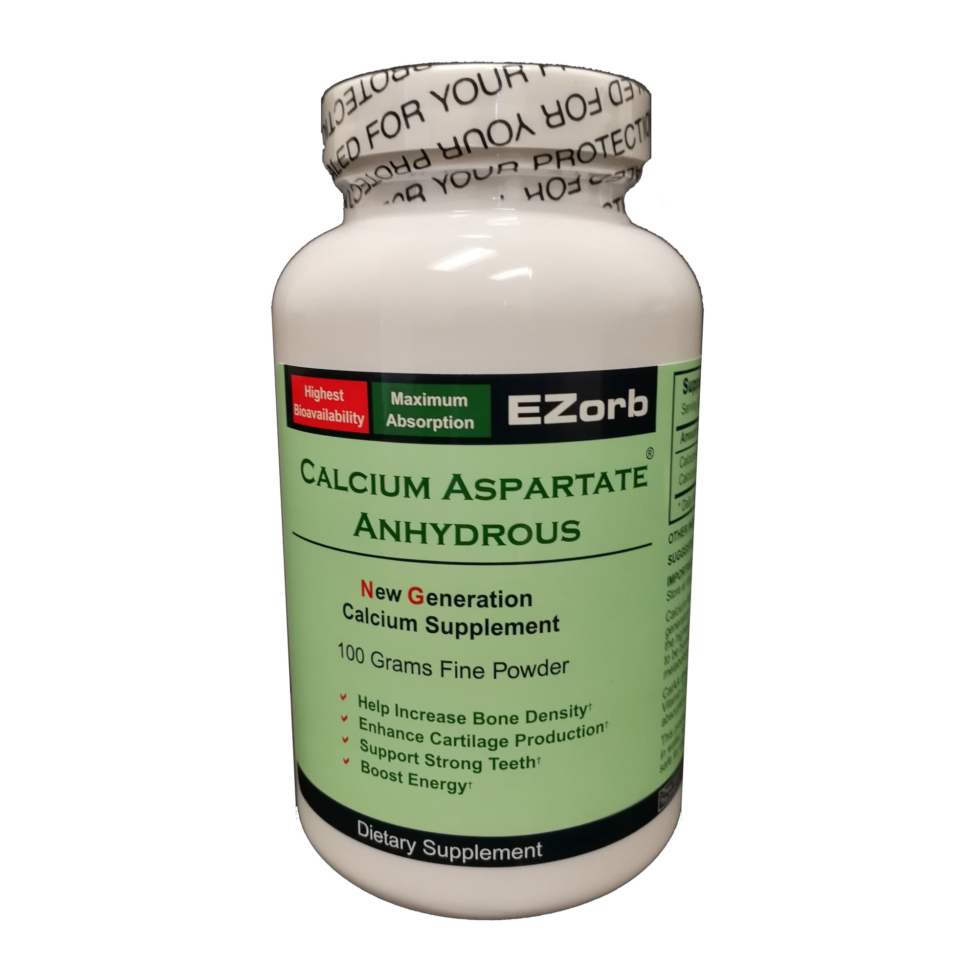 Ezorb Calcium Aspartate Anhydrous Powder for Bone Spurs & Joint Health, 100g