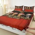 thumbnail image 3 of jejeloiu Merry Christmas Bed Sheets,Farm Animal Horse King Sheets,Country Farmhouse Cabin Sheet Set,Microfiber Bedroom Decor,4-Piece, 3 of 7