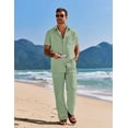 thumbnail image 7 of COOFANDY Men Vacation Outfits Sets Linen Sets Outfits 2 Piece Short Sleeve Casual Shirt Beach Pants Party Outfits, 7 of 7