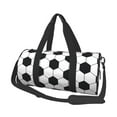 thumbnail image 2 of Xecao Soccer Ball print Round Travel Duffel Bag is a foldable gym bag with an inner pocket, perfect for travel sports, 2 of 8