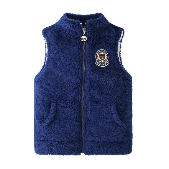 Little Boys Girls Fleece Winter Sweater Vest Jacket Clearance Sale Toddler Kids Baby Boys Girls Fashion Cute Solid Color Windproof Pocket Zipper Keep Warm Vest Coat 8-9 Years