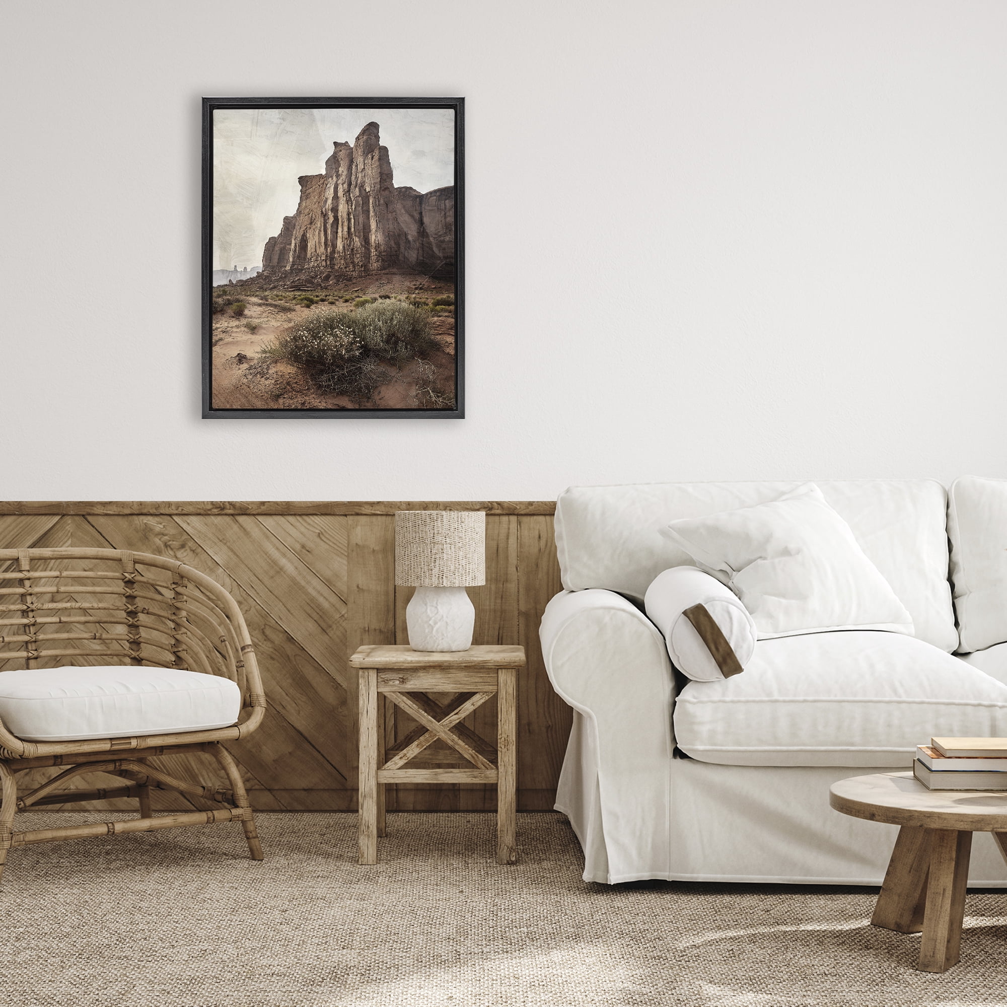 Stupell Industries Desolate Rock View Black Framed Floater Canvas Wall Art, design by Kim Allen