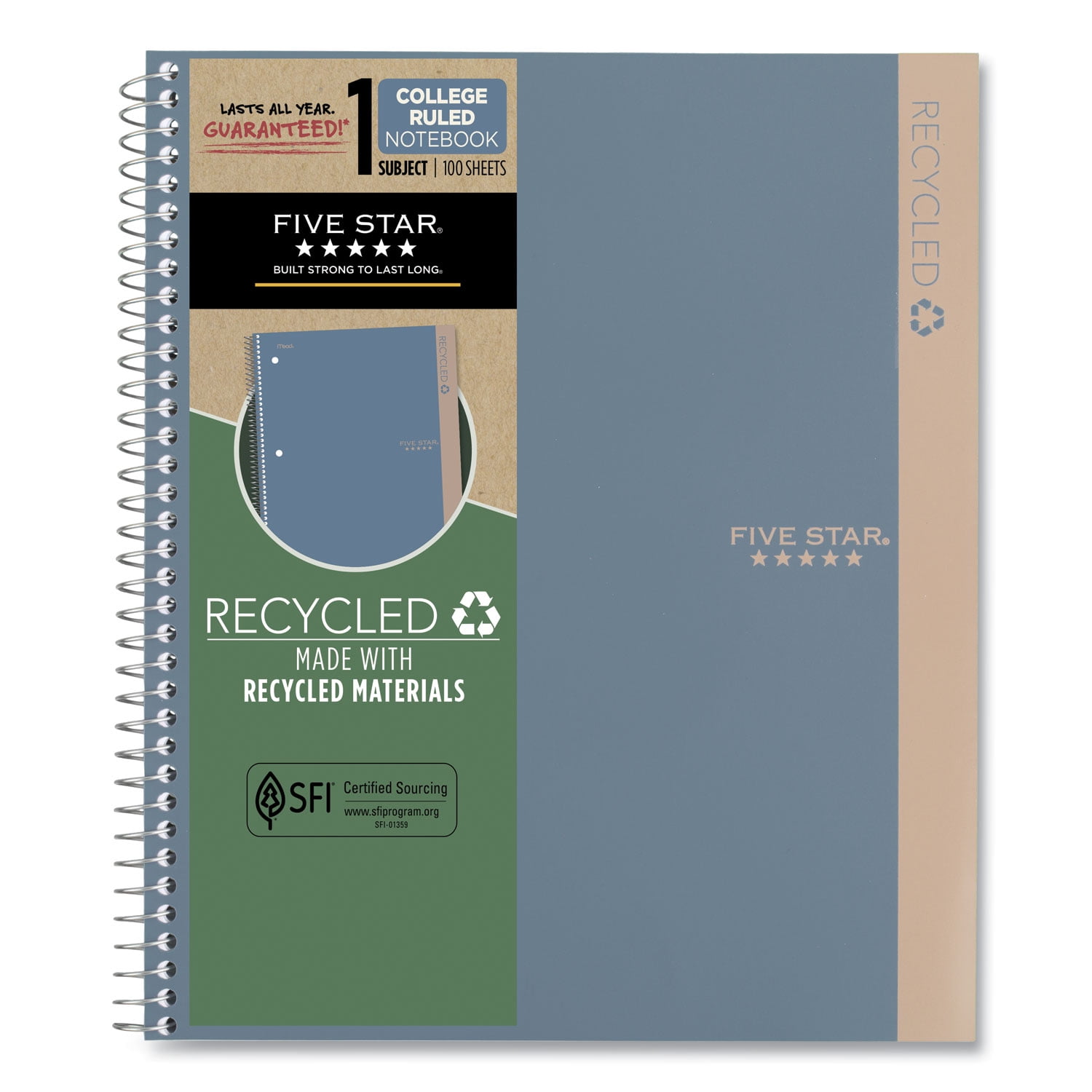 Recycled Notebook, 1 Subject, Medium/College Rule, Randomly Assorted Cover, 11 x 8.5 Sheets | Bundle of 2 Each