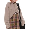 thumbnail image 2 of hirigin Women's Hooded Coat, Star Pattern Patchwork Zip-Up Drawstring Hat Irregular Hem Outerwear, Casual Simple Tops, 2 of 5