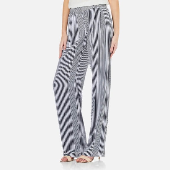 michael kors striped wide-leg pants (white, x-large)