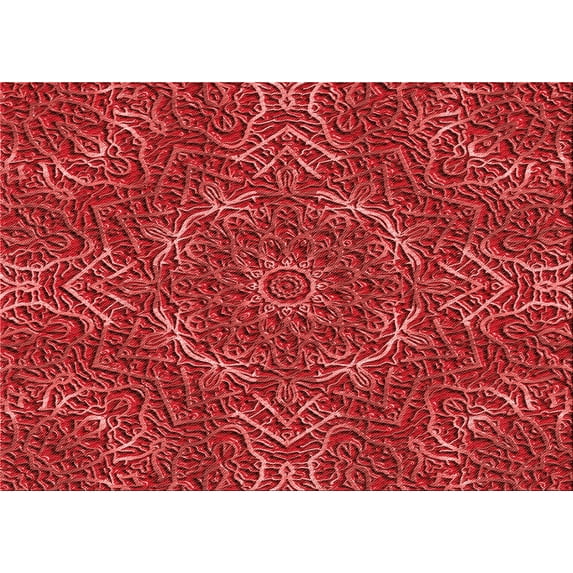 Ahgly Company Indoor Rectangle Patterned Grapefruit Red Area Rugs, 7' x 9'