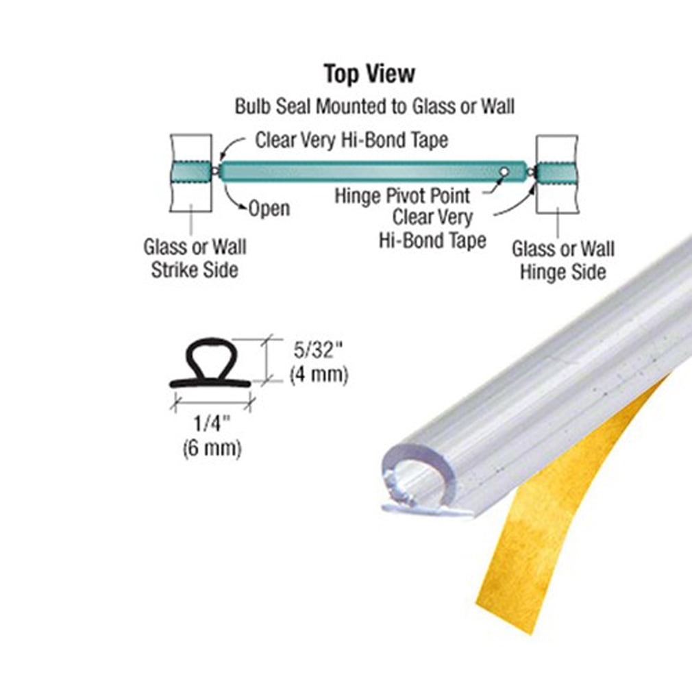 CRL Translucent Vinyl Bulb Seal with Pre-Applied Tape for 5/32" Gap - 95 in long - Pack of 5