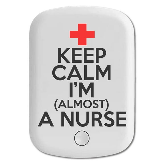 DistinctInk Magnetic Battery Pack, 5000 mAh Wireless Portable Charger with USB-C Cable, Compatible with MagSafe iPhone 14 / 13 / 12 Series - Keep Calm I'm Almost a Nurse