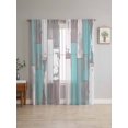 thumbnail image 4 of Sheer Curtains 96 Inches Long 2 Panels, Retro Green White Wood Board Rod Pocket Curtain Voile Draperies, Abstract Geometric Stripes Light Filtering Window Treatment for Living Room Kitchen Bedroom, 4 of 8