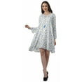 thumbnail image 3 of Moomaya Rayon Flared Dress For Womens Long Sleeve Printed V-Neck Casual Beach Dress For Girls, 3 of 7
