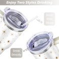 thumbnail image 5 of Golden Pattern 40 Oz Tumbler with Handle Lid and Straw Stainless Steel Double Walled Vacuum Insulated Cup Merry Christmas Gifts Tumbler for Women Men Friends Outdoor Indoor, 5 of 6
