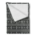 thumbnail image 2 of Afghan Soft Flannel Fleece Throw Blanket, Monochrome Middle Eastern Folklore Motifs Timeless Pattern Oriental Illustration, Cozy Plush for Indoor and Outdoor Use, 70" x 90", Black White, by Ambesonne, 2 of 5