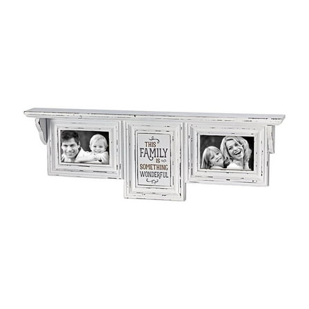 Prinz Carson Distressed 2 Opening Wood Collage Frame with 'Family' Sentiment & 2.5" Deep Ledge, White