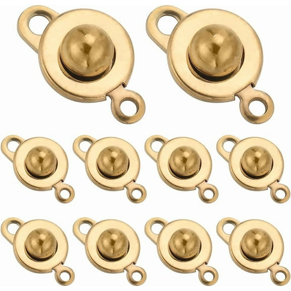 1box 1 BOX 16 SETS 15mm Stainless Steel Snap Button Clasp Bracelet Connectors Clasps 24k Gold Plated Gold Connectors Fastener Socket Jewelry Clasps for Making Necklaces Bracelets Women Diy Crafts